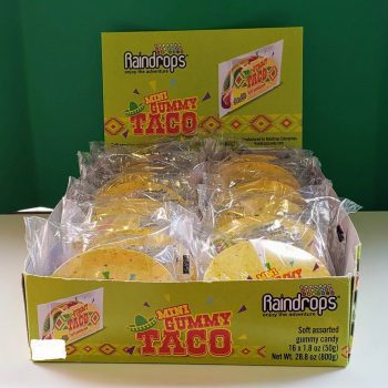 box of mini gummy tacos